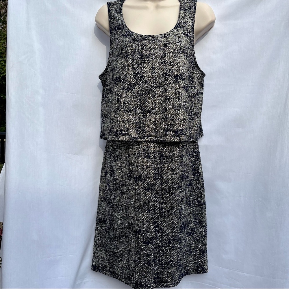 Everly Metallic Gold and Navy Knit Mini Dress - Size L